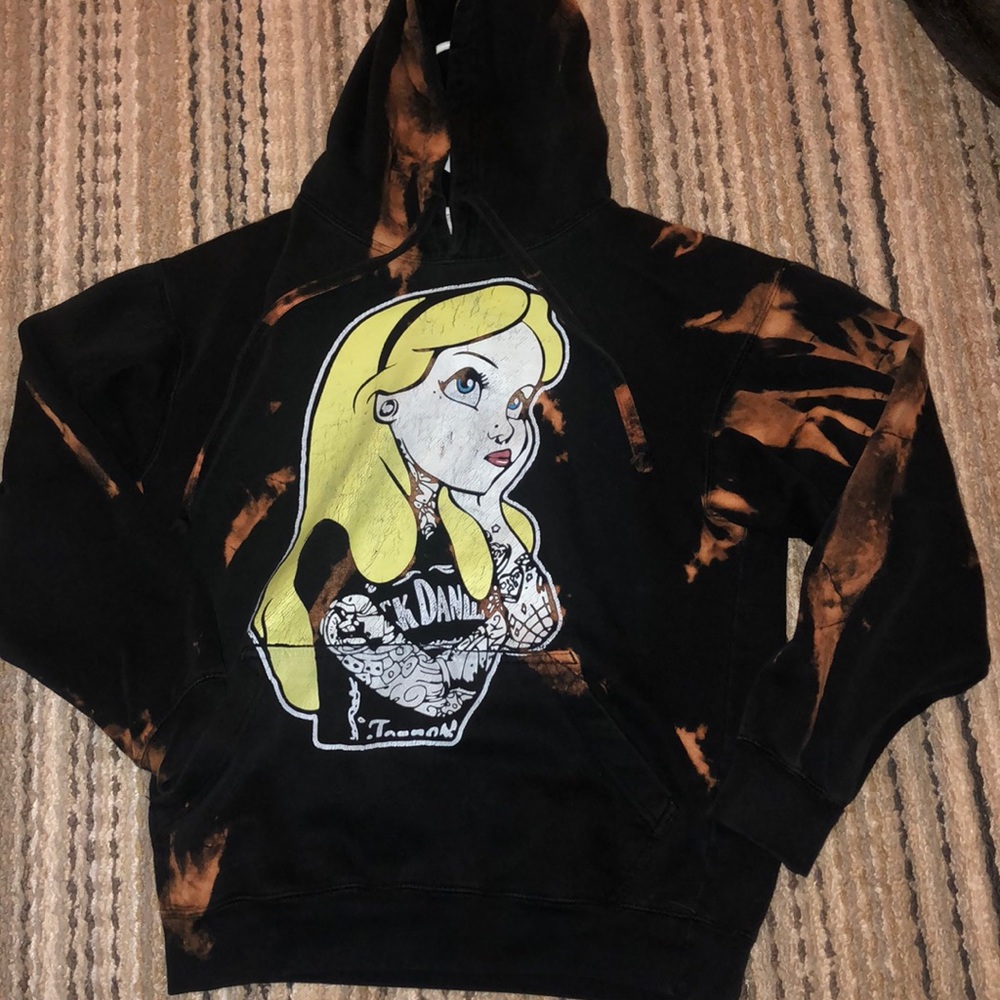 Black bleach dyed hoodie